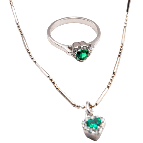 18k white gold HN Cute Set with emeralds and diamonds