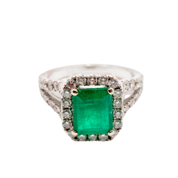 uxury HN Cleopatra ring in 18k white gold with 2.83ct emerald and 1.26ct diamonds