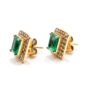 HN Elegant Earrings – 18k gold emerald and diamond earrings